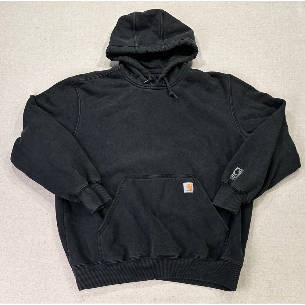 Carhartt Rain Defender Hoodie Mens XL Black Heavyweight Original Fit Work Wear